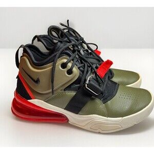 Nike Air Force 270 Medium Olive Red Black White Size 7Y